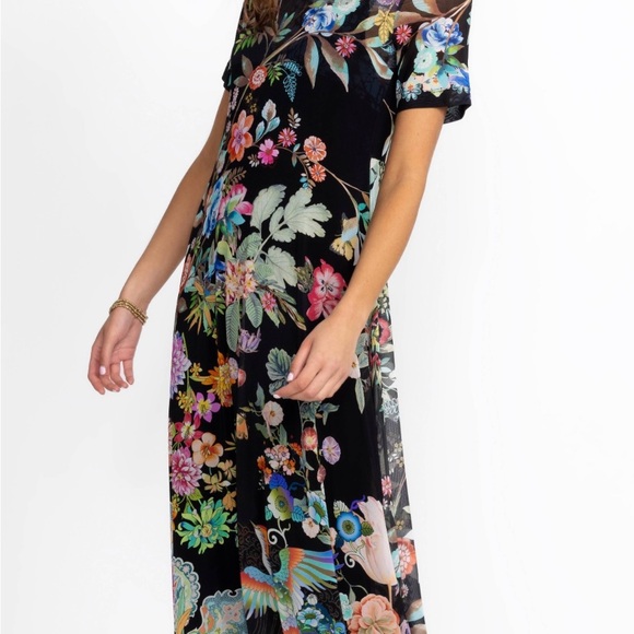 Johnny Was Black Floral Midi Dress - Picture 2 of 12